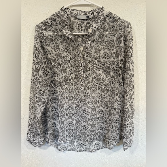 Anine Bing Black and White Floral Print Button Down Blouse, Size Medium - Picture 1 of 4